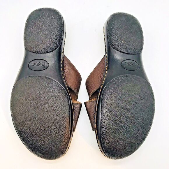B.Ø.C Born Concept Brown Leather Sandals Women's 8M Cross Toe Strap Slip On Shoe - Picture 8 of 13